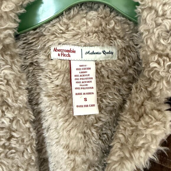 VTG Abercrombie & Fitch Women's Corduroy Jacket Brown Size Small Y2K Sherpa - Picture 3 of 12